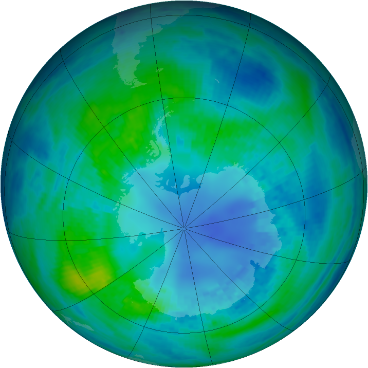 Antarctic ozone map for 18 April 2002